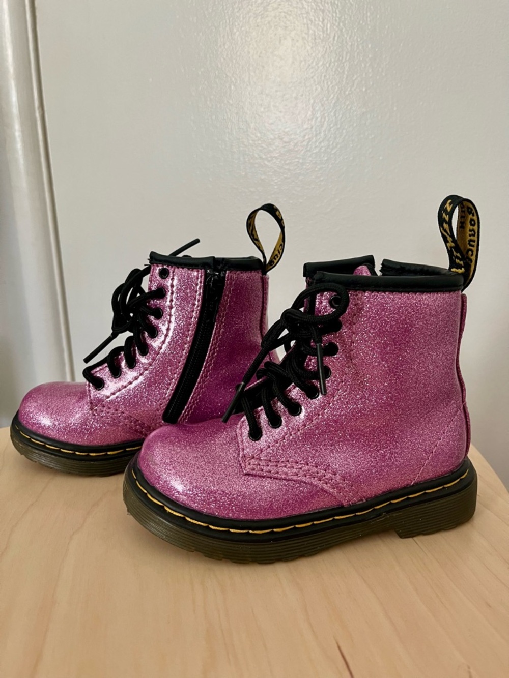 Dr. Martens 1460 8-eye  Glitter Pink Boots, Toddler Size 7